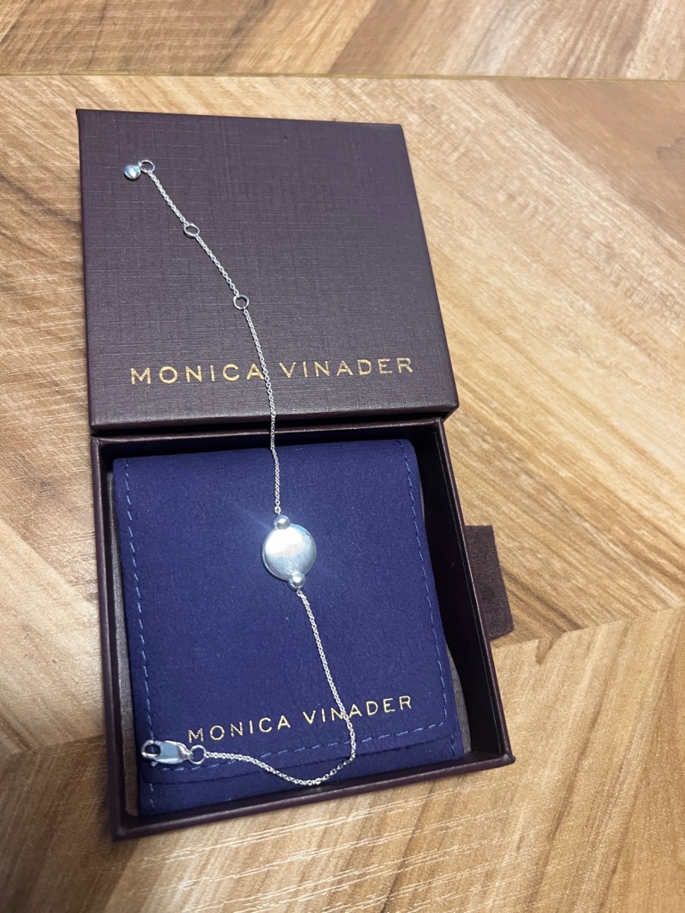 MONICA VINADER Silver Bracelet with engraveable Pendant